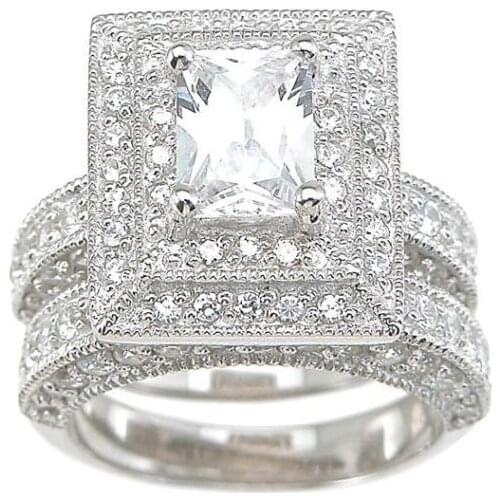 Size 5-11 189PCS AAA CZ Pave setting Luxury Jewelry 14kt white gold filled Simulated stones women Wedding Bridal Ring set gift