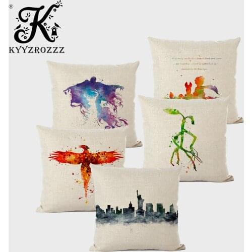 Cartoon Fairy Print Pillowcase Magic Elf Liberty Building Linen Cushion Cover Home Decoration Sofa Pillowcase Capa Almofada
