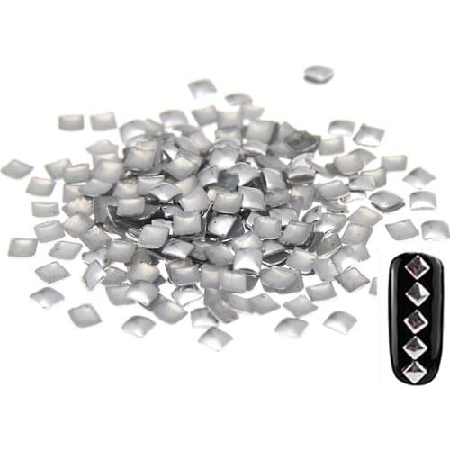 New Arrive 2mm Square Beauty Shape Design Alloy Metal Material Hotfix With Glue Back Stickers For 3D Nails Art Decorations