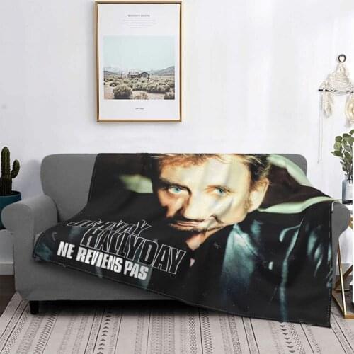 Johnny Hallyday Blanket Fleece Print French Elvis Portable Warm Throw Blanket for Bedding Outdoor Bedspreads
