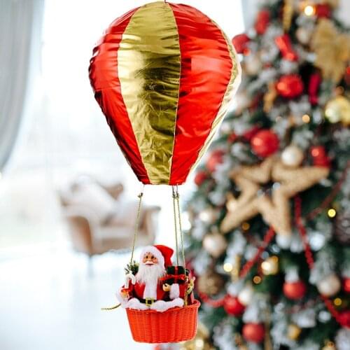 Christmas Santa Hot Air Balloon Ceiling Pendant Christmas Tree Santa Decoration for Home Xmas Holiday New Year 2022 Party Decor