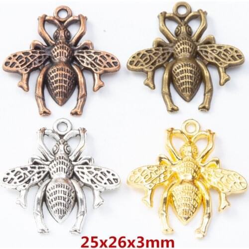 25 pieces of retro metal zinc alloy bee Pendant for DIY handmade jewelry necklace making 8203