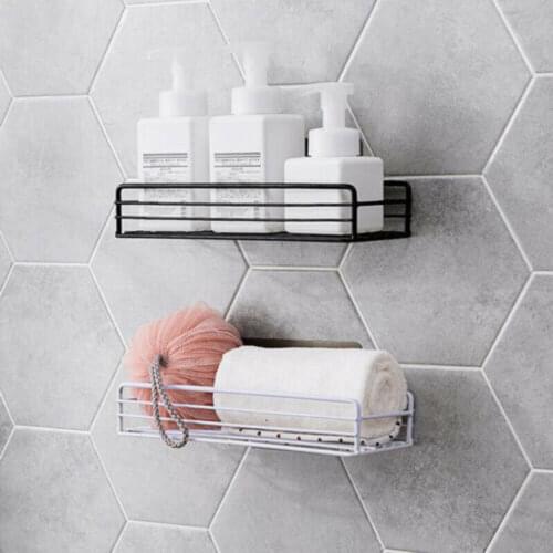 Stainless Steel Kitchen Bathroom Shower Shelf Storage Suction Basket Caddy Rack