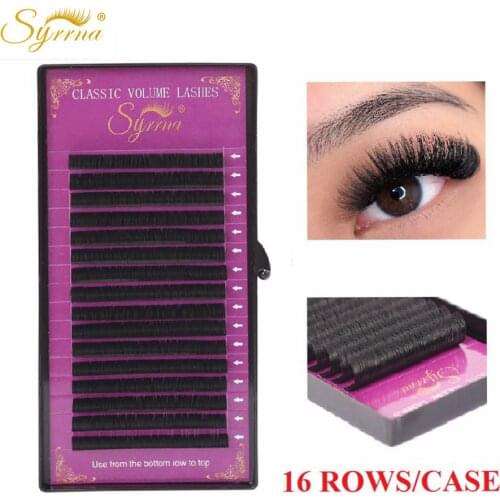 Syrrna Eyelash Extension16 Rows Pre-Quality for Classic Eyelash Extension False Eyelashes Mix 7mm-15mm Professional Makeup sets