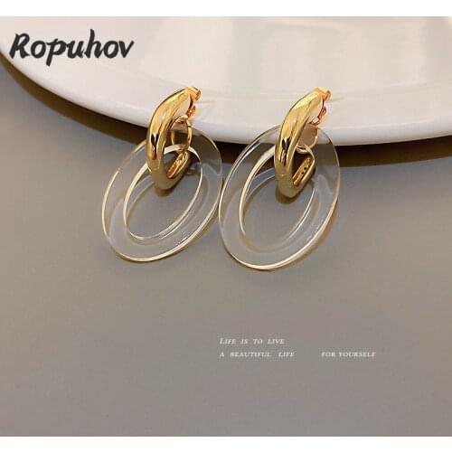 Ropuhov 2021 New 925 Silver Fashion Jewelry Woman Gift Hoop Studded Women with Niche Design Earrings Luxury Bling Wholesale