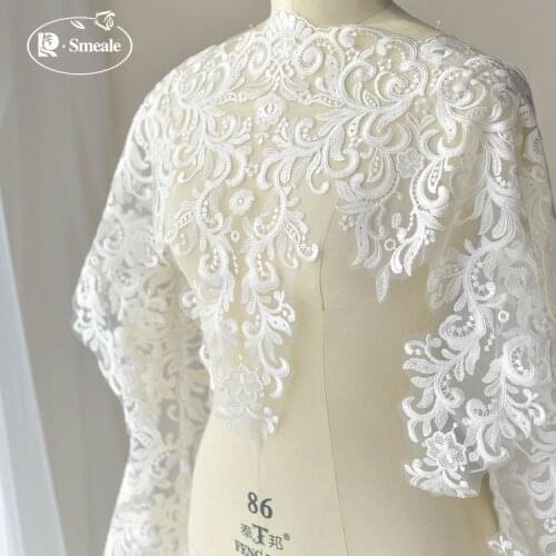 Luxury Embroidery Bridal Lace Trimming Accessories Wedding Dress Skirt Lace Fabric Handmade Diy Material Off White RS3010