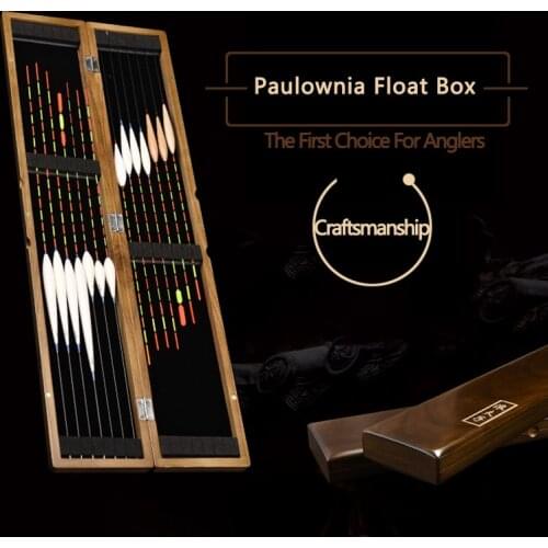 RQNQ 1Pcs New 2021 Natural Paulownia Wood Buoy Storage Large Capacity Sub-line Multi-function Two-layer Fishing Float Box