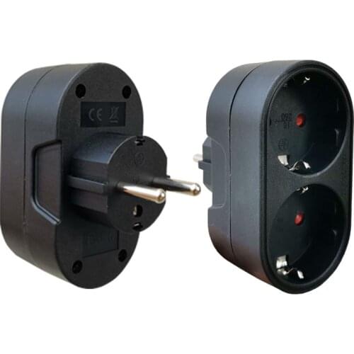 EU 1 to 2 Socket AC Electrical Plug Adapter Converter Outlet Conversion Portable Safety Door French Type E 16A 250V 3000W