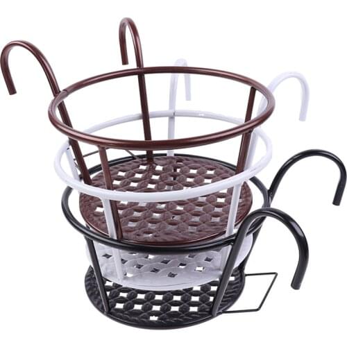3Sizes Outdoor Hanging Basket Plant Iron Racks Garden Supplies Fence Balcony Round Flower Pot Home Decoration
