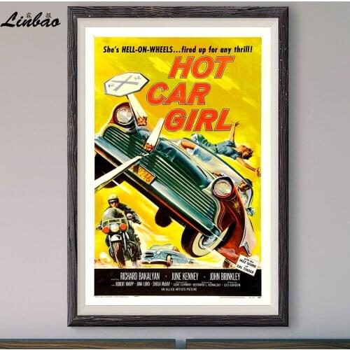 V223 1958 Hot Car Girl! Vintage Classic Movie Print Silk Poster Home Deco Wall Art Gift