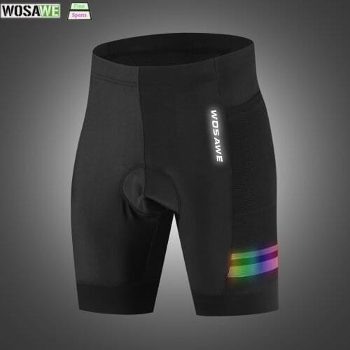 WOSAWE Cycling Shorts Reflective 3D Gel Pad Shockproof Pro Cycling Shorts Ciclismo Shorts Men Summer Cool Dry Bike Short