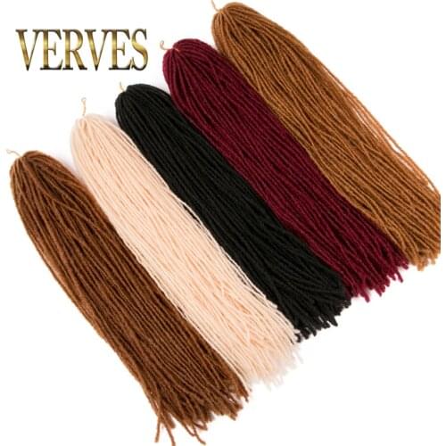 VERVES Dreadlocks Hair Extension 18 inch 54 roots/piece Crochet Braids Synthetic Braiding Hair for Women Black brown twist braid