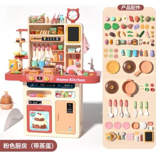 Fun 93cm Pretend Play Toy Simulation Music Spary Kitchen Girl Water Large Food Cozinha Infantil Cooking Table Set ABS Dinnerware