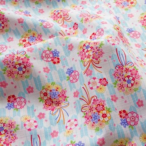 Half-Meter Japanese Dobby Cotton Fabrics Kimono Cloth Sewing Quilting Fabrics for Patchwork Bouquet C