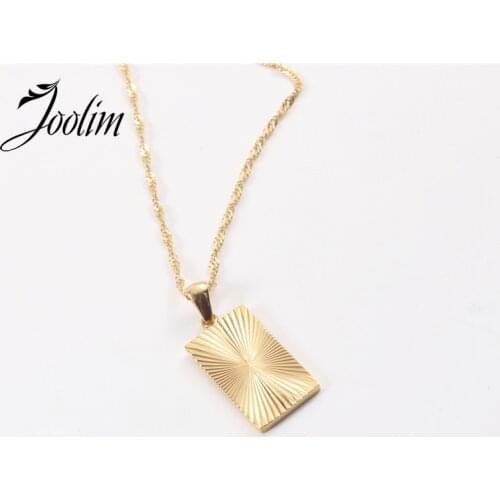 JOOLIM Jewelry Wholesale Shiny Sunburst Pendant Necklace PVD Gold Plated Stainless Steel Jewelry