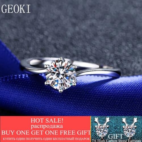 925 Sterling Silver 0.8 ct Lab Grown Diamond Ring S925 Brilliant Cut Perfect D Round 6mm Moissanite Rings Romantic Jewelry Gift