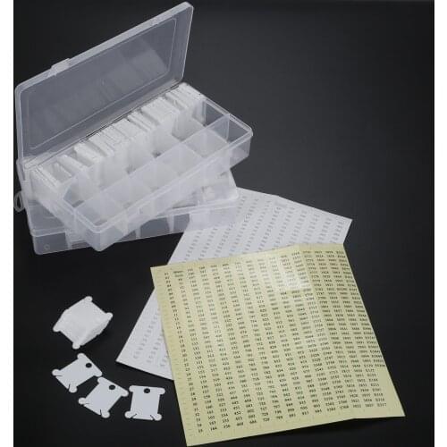 18 Grids Embroidery Floss Bobbins Organizer Box,100Pcs White Plastic Thread Board Card,1 Number Sticker Cross Stitch Sewing Tool