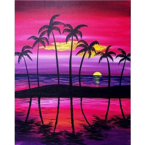 Full Square/round Diamond 5D DIY Diamond Painting Seaside coconut tree Embroidery Cross Stitch Rhinestone Mosaic Home Decor
