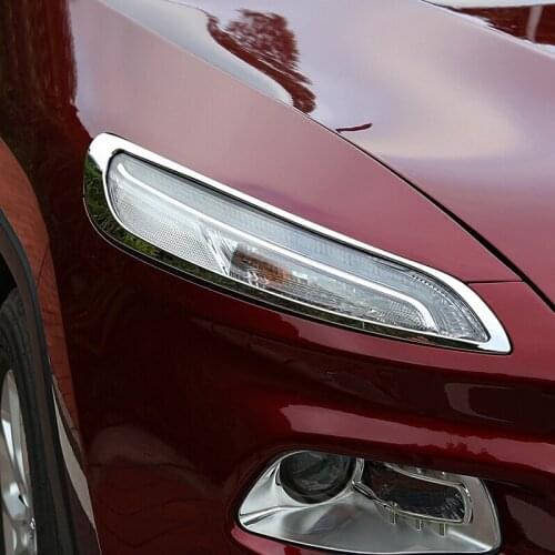 For Jeep Cherokee 2014 2015 2016 2017 2018 Car Accessories ABS Chrome Front Head Light Lamp Frame Decoration Cover Trim Styling
