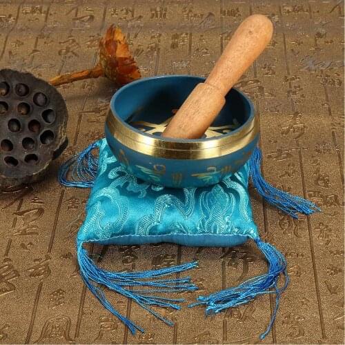 Singing Bowl Chakra Meditation 8.5cm Tibetan Buddhism Yoga Healing Relaxation Low Frequency Sound Deep into Body Core For Yoga
