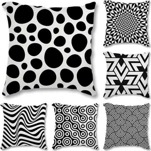 Geometric lines Pillow Cases black Portrait Square Polyester Cushion Cover For Home Hotel Sofa Decoration Cushion Covers Art car
