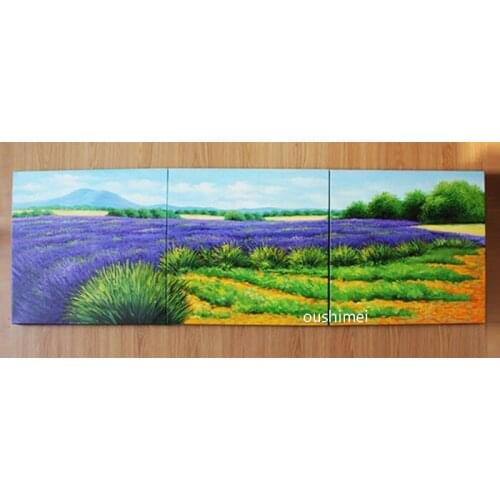 Hot Sale Painting & Calligraphy Mural Decoration Pastoral Purple Scene Picture Lavender Paintings Handmade Landscape Pictures