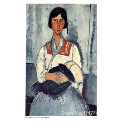 Canvas art on sale Gypsy Woman with Baby Amedeo Modigliani Handmade oil painting High quality