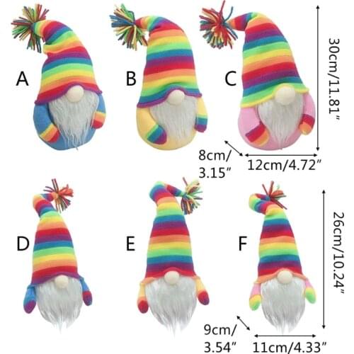 Carnival Rainbow Faceless Gnome Doll with Lights Swedish Tomte Dwarf Plush Toy