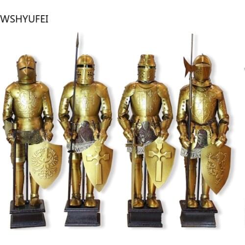 Medieval wrought iron retro European style little roman knight armor restaurant decoration office desktop recommendation