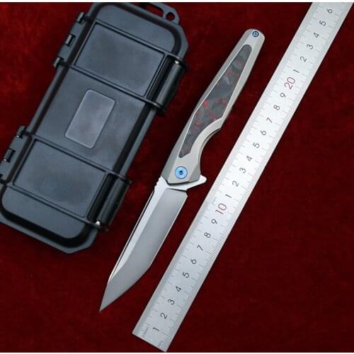 LEMIFSHE LT01 folding knife S35VN blade titanium alloy/CF handle outdoor camping survival kitchen knife EDC garden tool knife