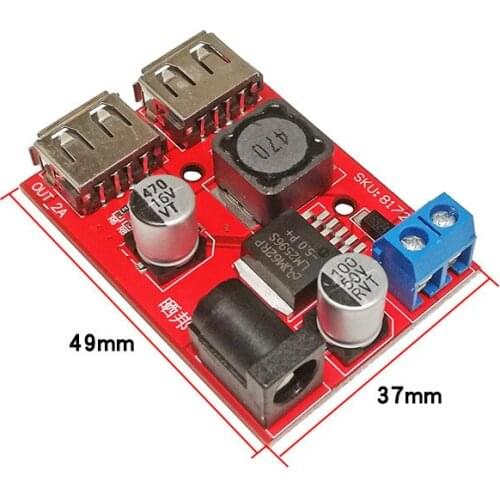 LM2596 LM2596S Dual USB DC-DC 9V 12V 24V 36V to 5V 3A Step Down Buck Converter Board Car Charger Solar Power Supply Module