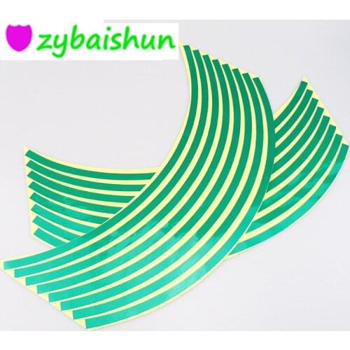 New! 16 Pcs Strips Wheel Stickers Decals Reflective Rim Tape Bike Motorcycle Car Tape 5 Colors Car Styling