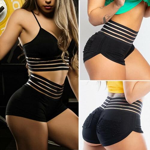 2019 NEW Womens Stitching Breathable High Waist Yoga Shorts Hip Push Up Booty Sports Gym Fitness Hot Shorts Dropshpping