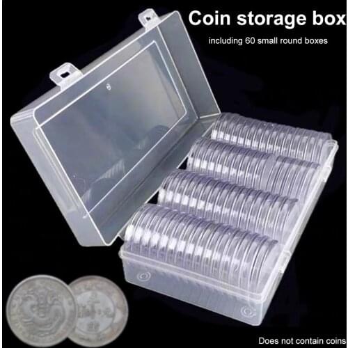 New 60pcs 40 Mm Silver Eagles Coin Capsules Coin Case Transparent Coin Holder Storage Container Box For Coin Collection Store