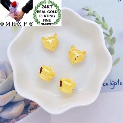 OMHXFC Wholesale YM248 European Fashion Hot Fine Woman Man Party Birthday Wedding Gift Fox Crown 24KT Gold DIY Accessories Beads