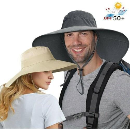 Men Women Large Wide Brim Sun Hat Bucket Cap Summer Hiking Fishing UV Protection