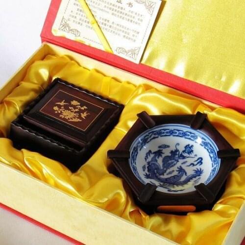 Rosewood rosewood crafts porcelain ashtray ashtray cigarette smoke cigarette spring device jump creative personality suit