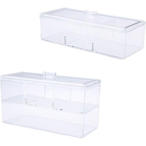 Clear Acrylic Makeup Organizer Case Cosmetic Pads Jewelry Storage Holder Box