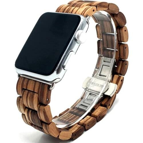 Band for Apple Watch Series 4 5 Band 40mm 44mm Natural Handmade Wooden Replacement Strap for iWatch 1 2 3 38mm 42mm Bracelet