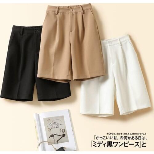 High Waist Shorts Women 2021 New Summer Casual Elegant Soft Pants Loose Shorts with Pockets for Ladies Black White Shorts D67