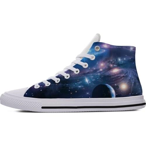 Universe Planet 3D Print Novelty Design Lightweight High Top Canvas Shoes Men Women Casual Breathable Sneakers