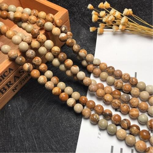 High quality Picture stone 6mm 8mm Beads Pick Size Loose Bead For Making DIY charm bracelets popular Jewelry 15‘’ Wholesale