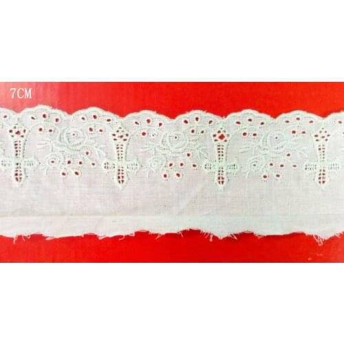 Top quality 7cm beige 9088 cotton fabric base cotton hollow-out Christian church cross image embroidery lace trim,XERY0207B