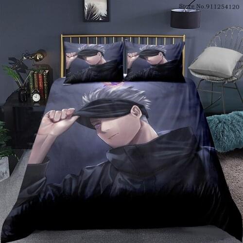 Japan Anime Bedding Sets 2/3 Piece Jujutsu Kaisen Duvet Cover Single Double Queen King Bed Linen Sets Boys Bedclothes No Sheet
