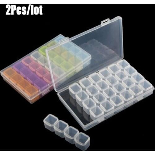 2Pcs/lot 56 Girds 5D DIY Diamond Painting Tools Storage Box Rhinestone Container Box Diamond Painting Accessories Organizer Case