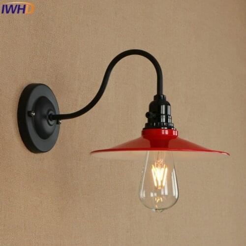 Iron LED Wall Lamp Industrial Loft Red Wall Lights Vintage Bedside Light Bedroom Bathroom Light Living Room Luminaire Suspension