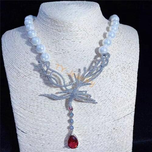 Hot sell natural white freshwater pearl 9-10mm luxury necklace inlay zircon buckle fine jewelry 18