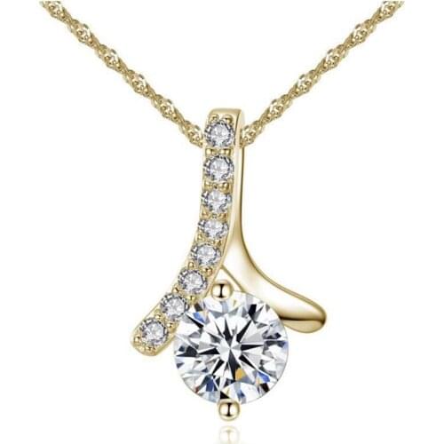 Human shape hanging pendant necklace setting cubic zirconia water wave chain silver and gold color necklace for women