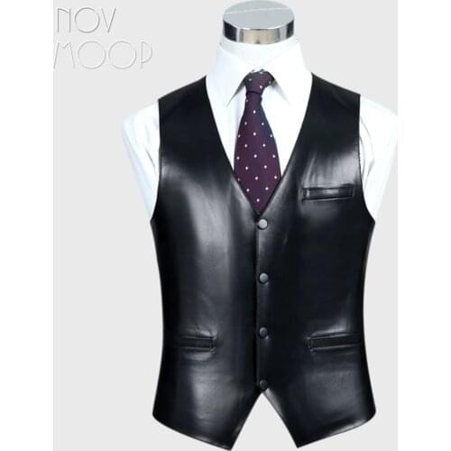 4Colors genuine leather vest 100% lambskin leather jacket men waistcoat business coat chaleco hombre colete LT603 Free shipping