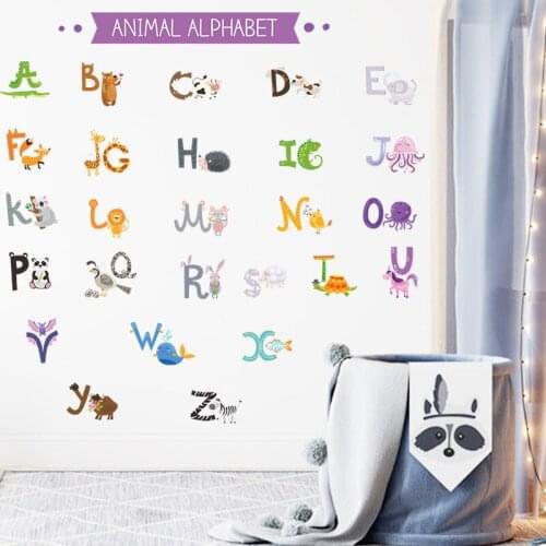Zollor Cartoon 26 English Letters DIY Wall Sticker Self-adheisve Home Nursery Kids Room Decorative Sticker Household Door Decal
